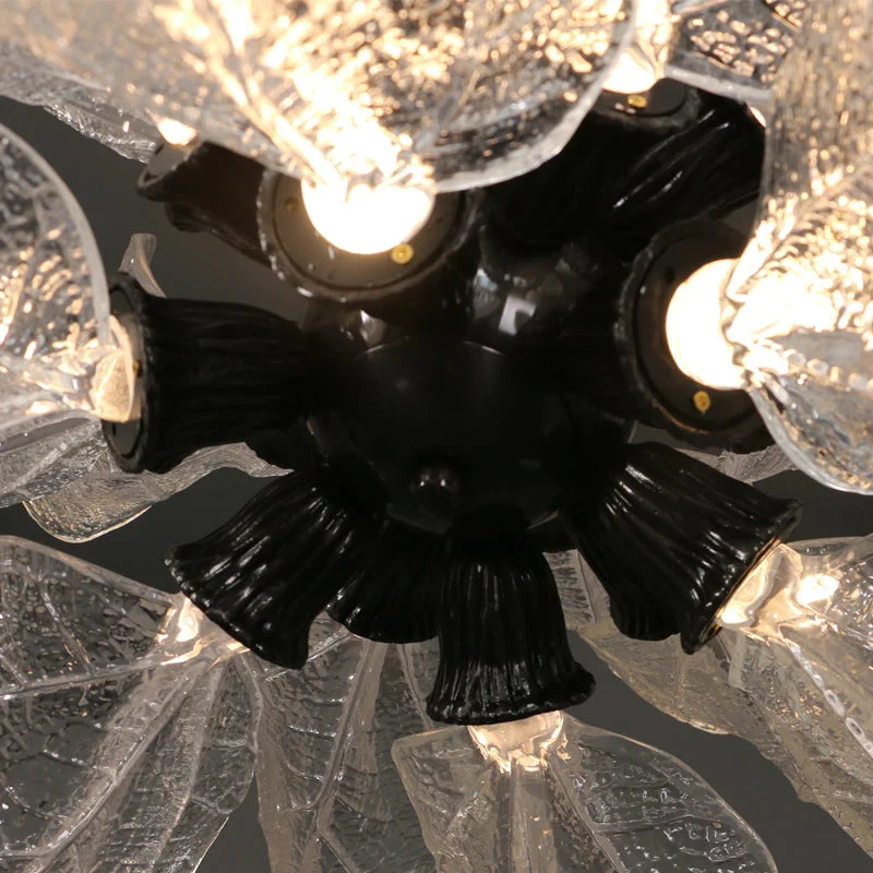 Milen Modern Crystal Leaf Chandelier - Black/Gold - Image 5