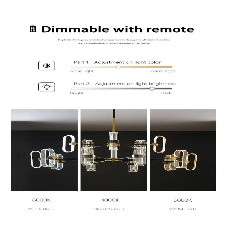 Modern Acrylic Led Chandelier with Remote Control - Image 6