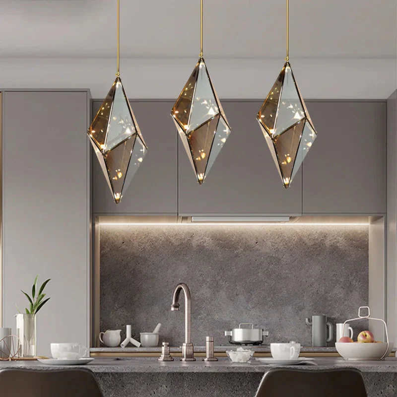 Modern Angular Diamond Style LED Pendant Light - Image 4