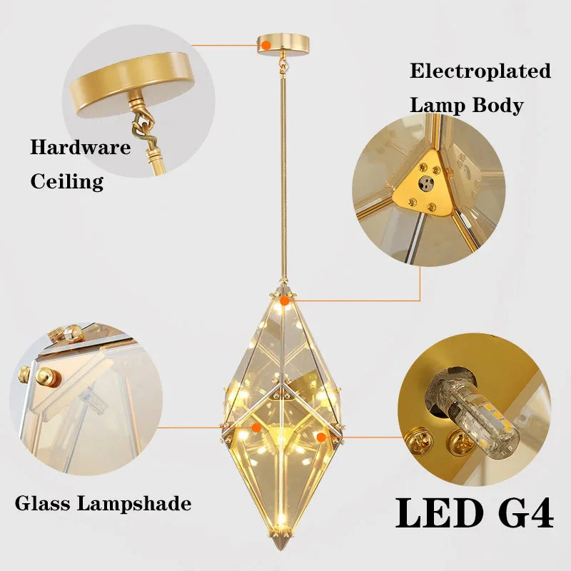 Modern Angular Diamond Style LED Pendant Light - Image 7