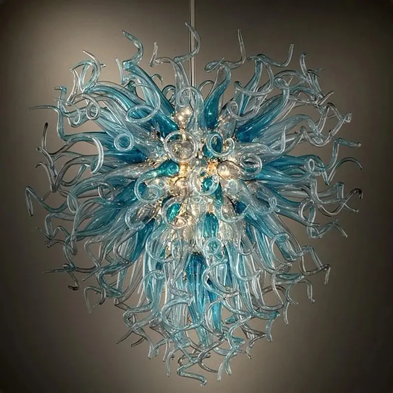 Modern Aqua Blue Glass Chandelier - Image 4