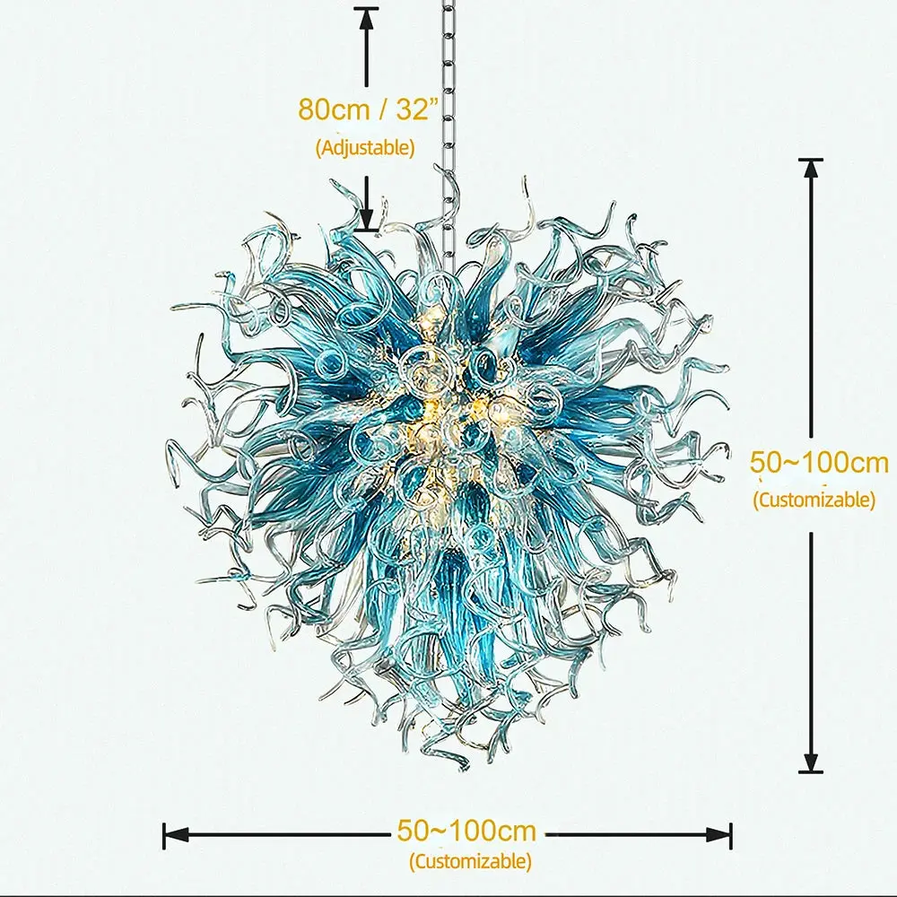 Modern Aqua Blue Glass Chandelier - Image 6