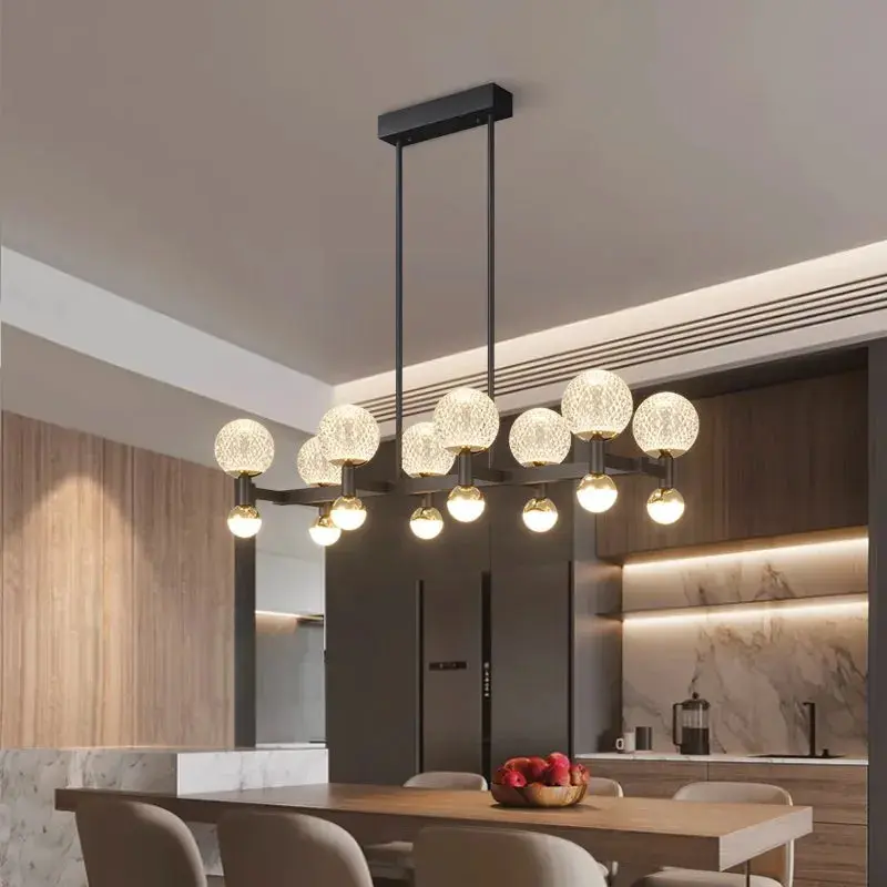 Modern Black Linear Dining Room Chandelier 12/16 Lights - Image 2