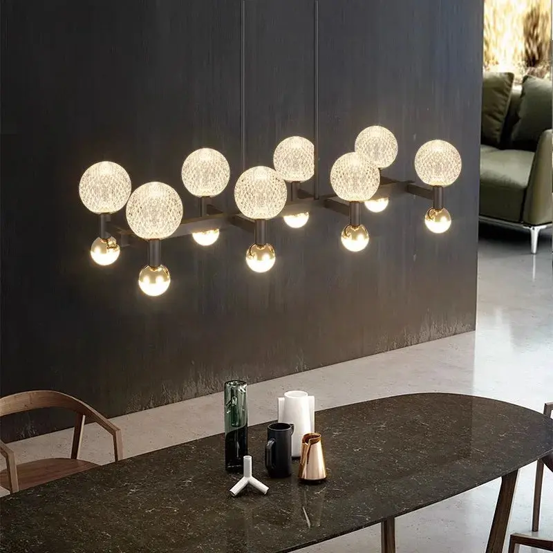 Modern Black Linear Dining Room Chandelier 12/16 Lights - Image 3