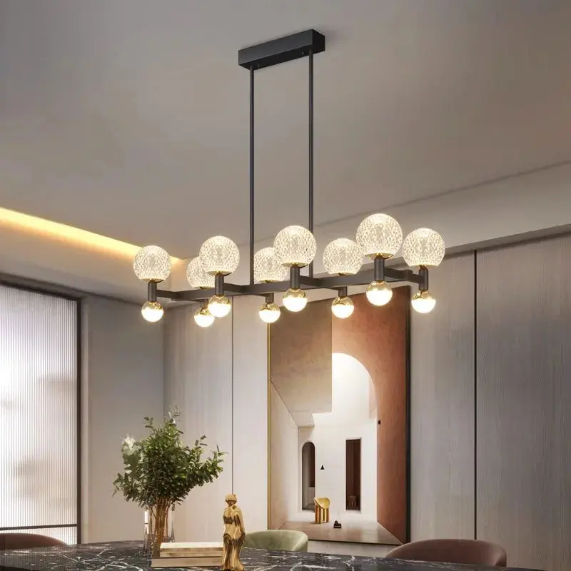 Modern Black Linear Dining Room Chandelier 12/16 Lights - Image 4