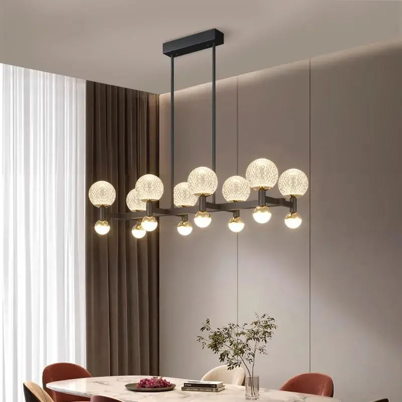 Modern Black Linear Dining Room Chandelier 12/16 Lights - Image 5