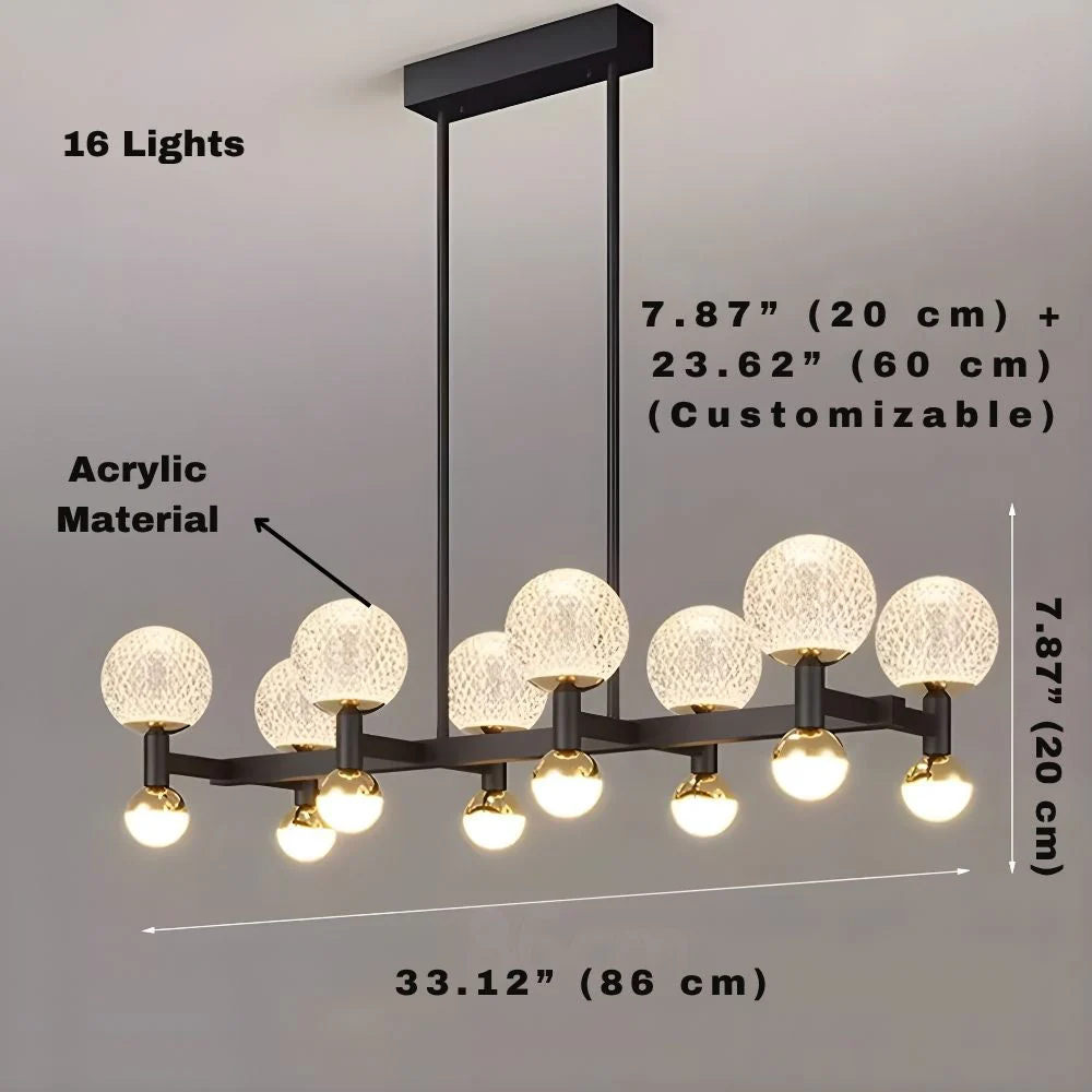 Modern Black Linear Dining Room Chandelier 12/16 Lights - Image 9