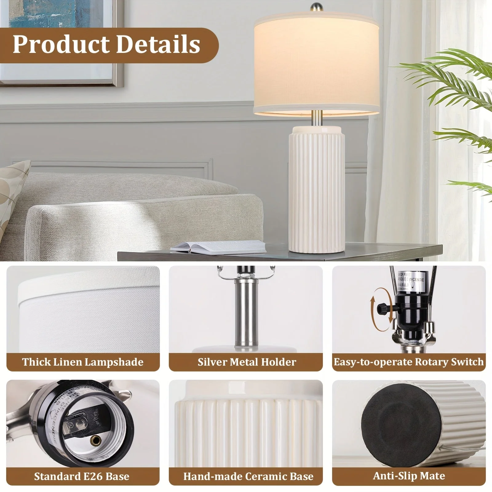 2-Set Yanya Modern Ceramic Table Lamp - Image 4