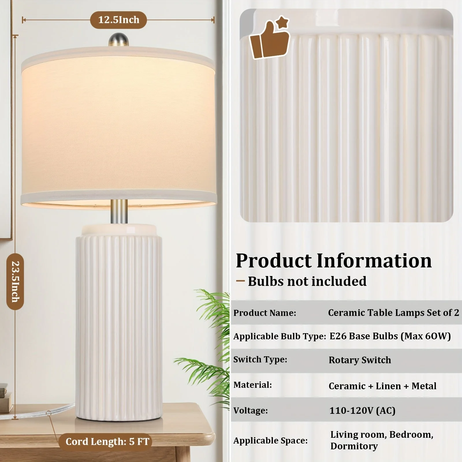 2-Set Yanya Modern Ceramic Table Lamp - Image 7