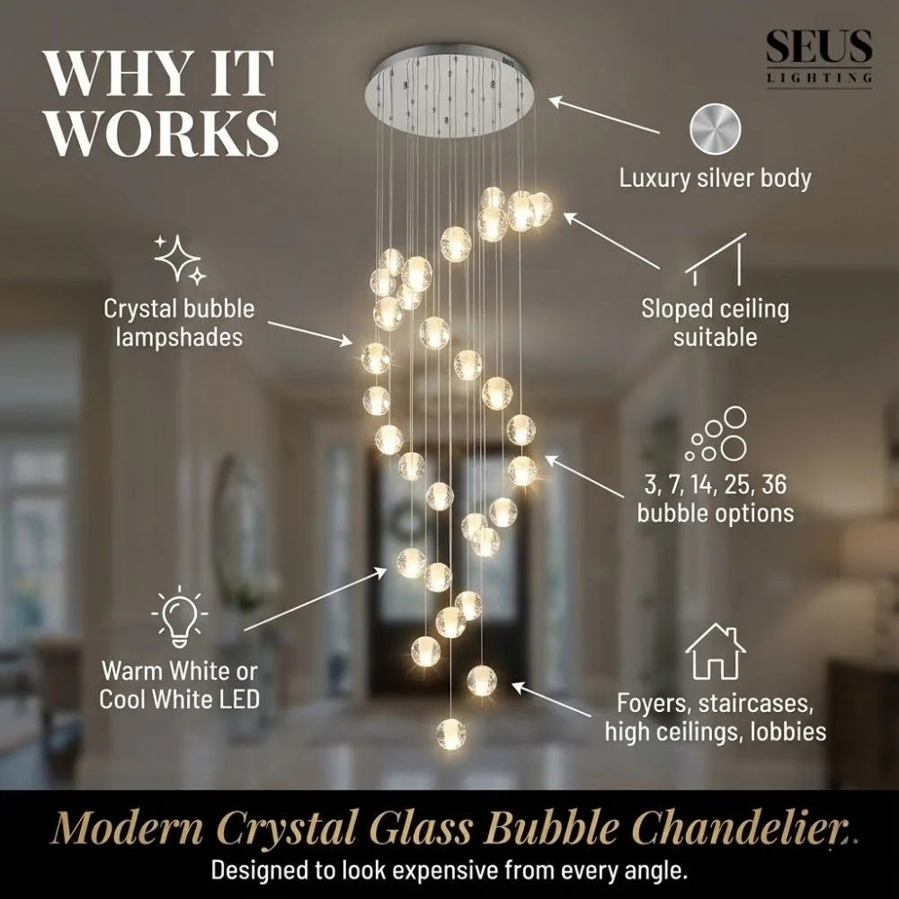 Modern Crystal Glass Bubble Chandelier for Foyer - Image 10