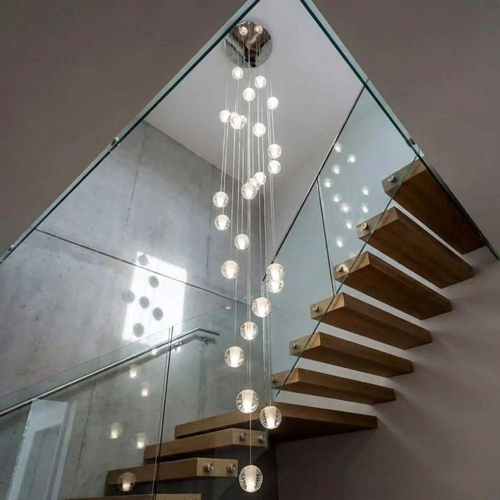 Modern Crystal Glass Bubble Chandelier for Foyer - Image 3