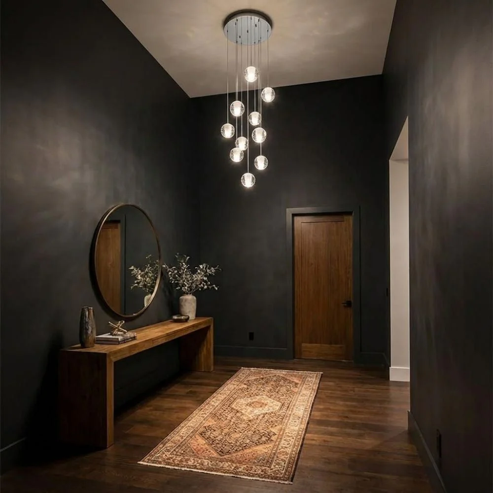 Modern Crystal Glass Bubble Chandelier for Foyer - Image 4
