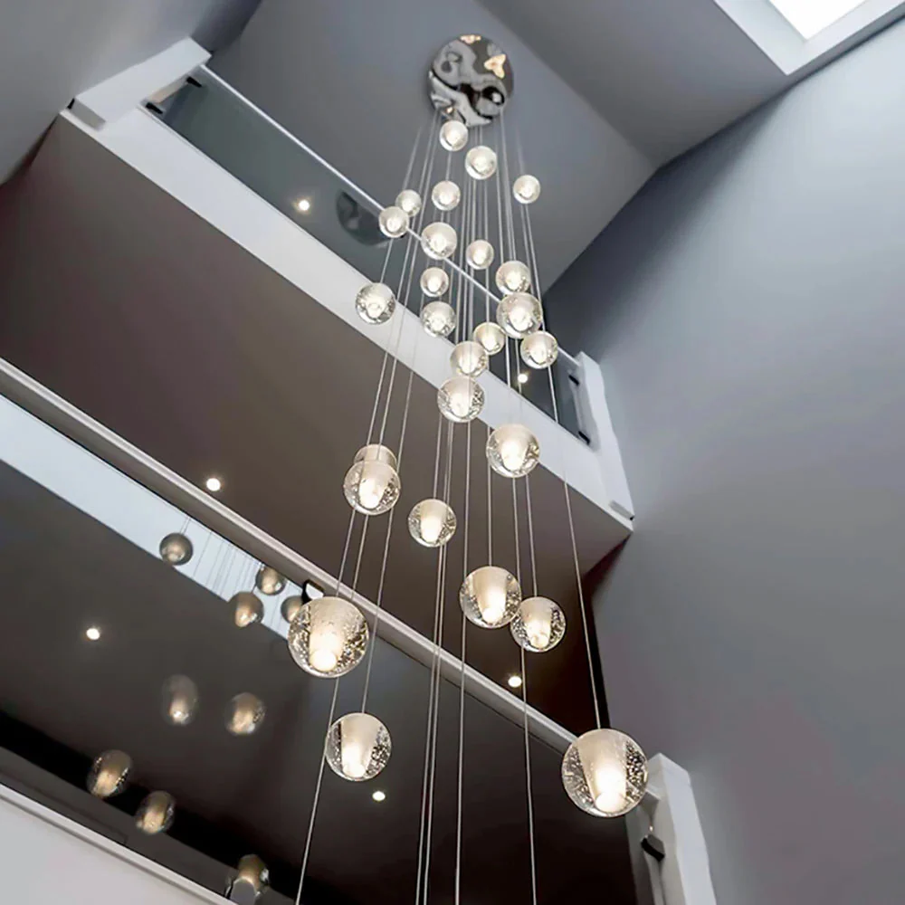 Modern Crystal Glass Bubble Chandelier for Foyer - Image 6