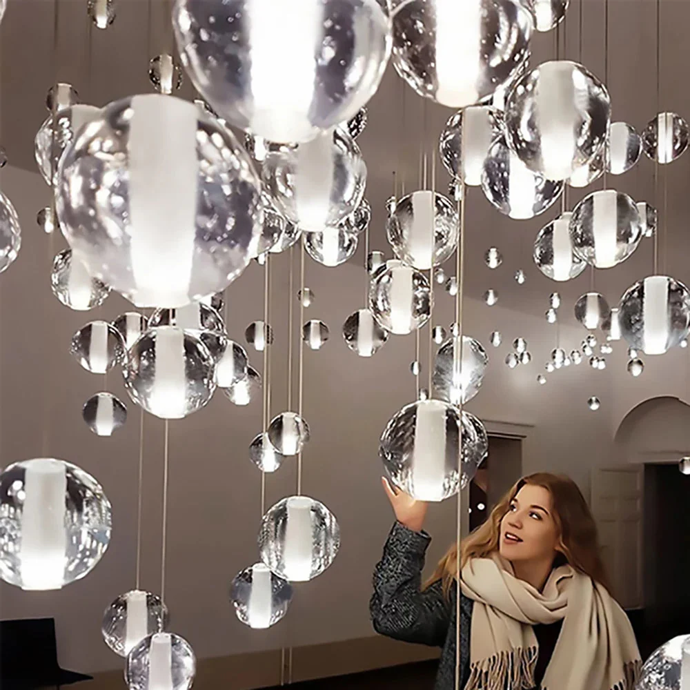 Modern Crystal Glass Bubble Chandelier for Foyer - Image 7