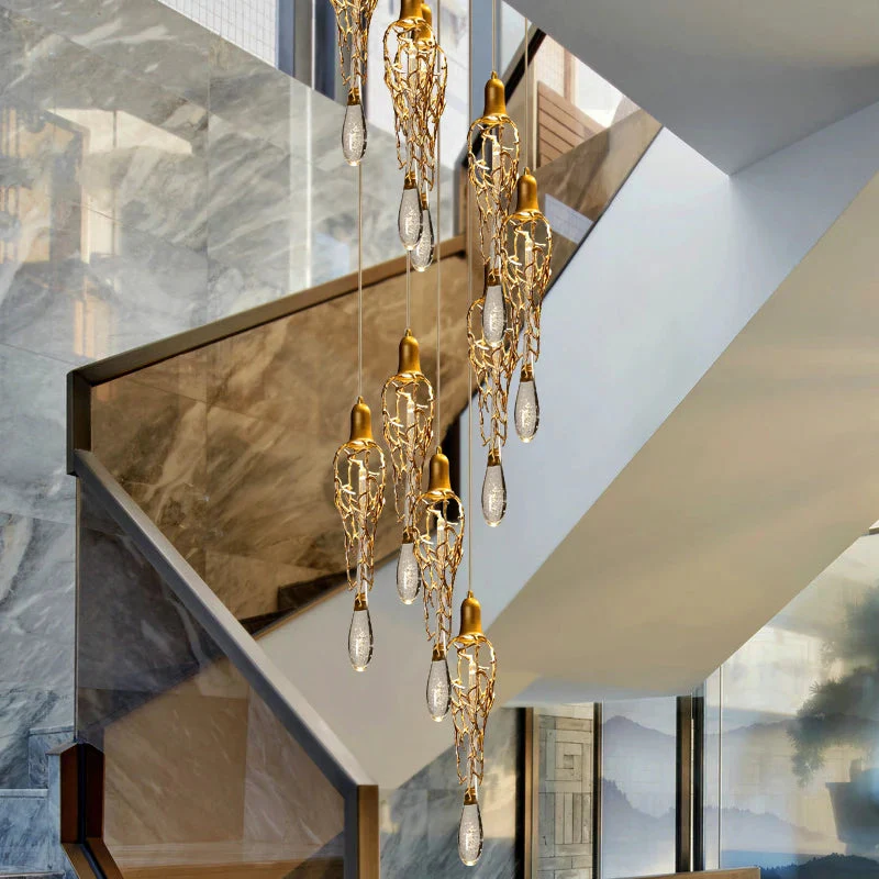 Modern Crystal Glass Drops Chandelier for Staircase - Image 2