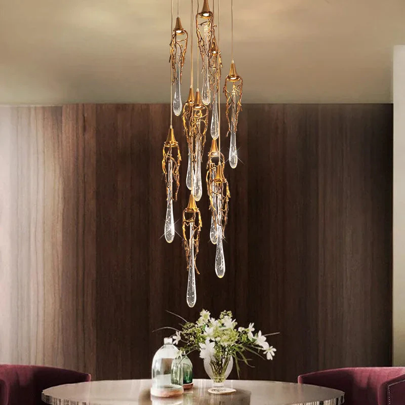 Modern Crystal Glass Drops Chandelier for Staircase - Image 3
