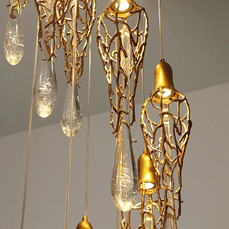 Modern Crystal Glass Drops Chandelier for Staircase - Image 6
