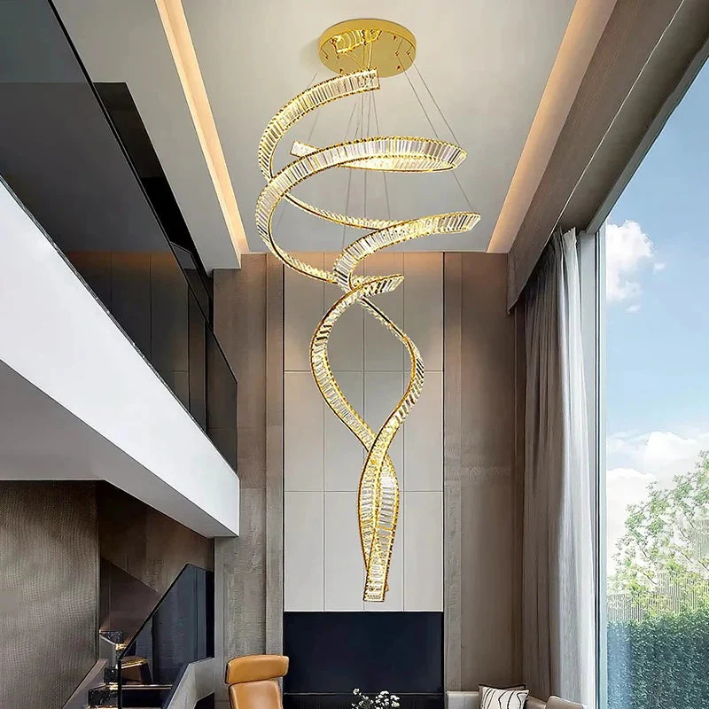 Modern Crystal Light Fixture for Staircase & Foyer & High Ceiling