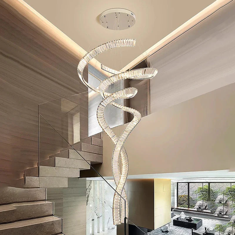 Modern Crystal Light Fixture for Staircase & Foyer & High Ceiling - Image 2