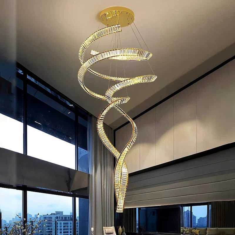 Modern Crystal Light Fixture for Staircase & Foyer & High Ceiling - Image 3