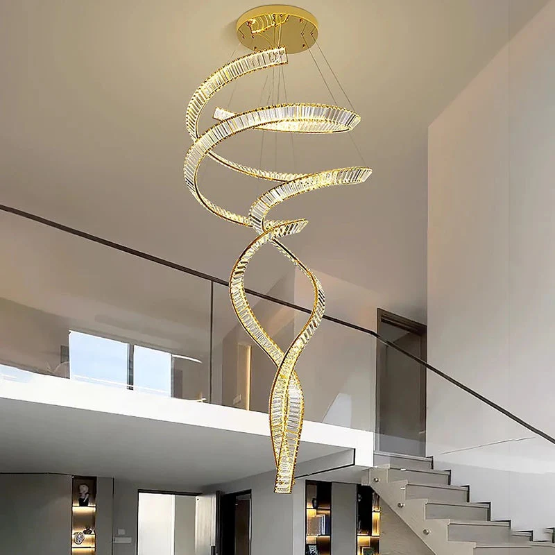 Modern Crystal Light Fixture for Staircase & Foyer & High Ceiling - Image 4