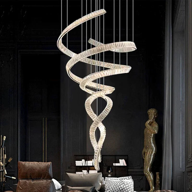 Modern Crystal Light Fixture for Staircase & Foyer & High Ceiling - Image 5
