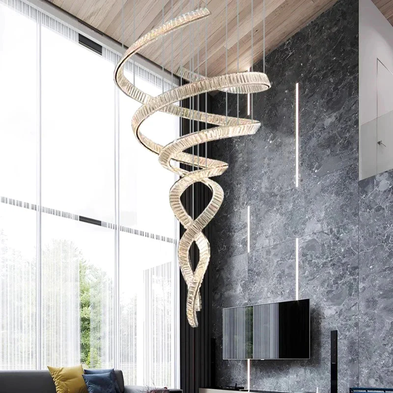 Modern Crystal Light Fixture for Staircase & Foyer & High Ceiling - Image 6