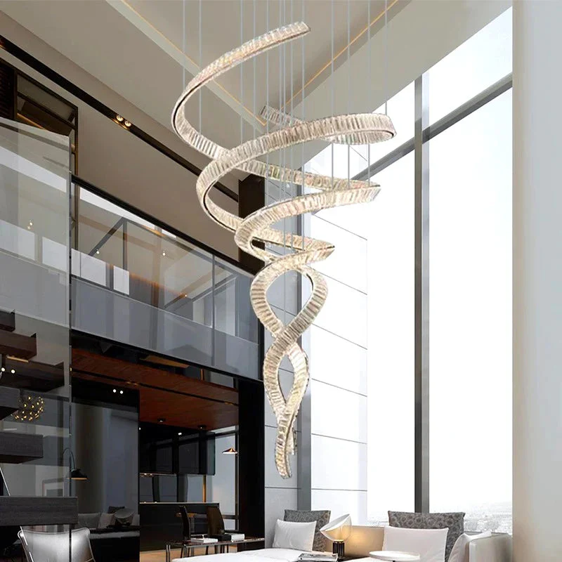 Modern Crystal Light Fixture for Staircase & Foyer & High Ceiling - Image 7