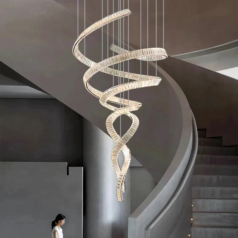 Modern Crystal Light Fixture for Staircase & Foyer & High Ceiling - Image 8