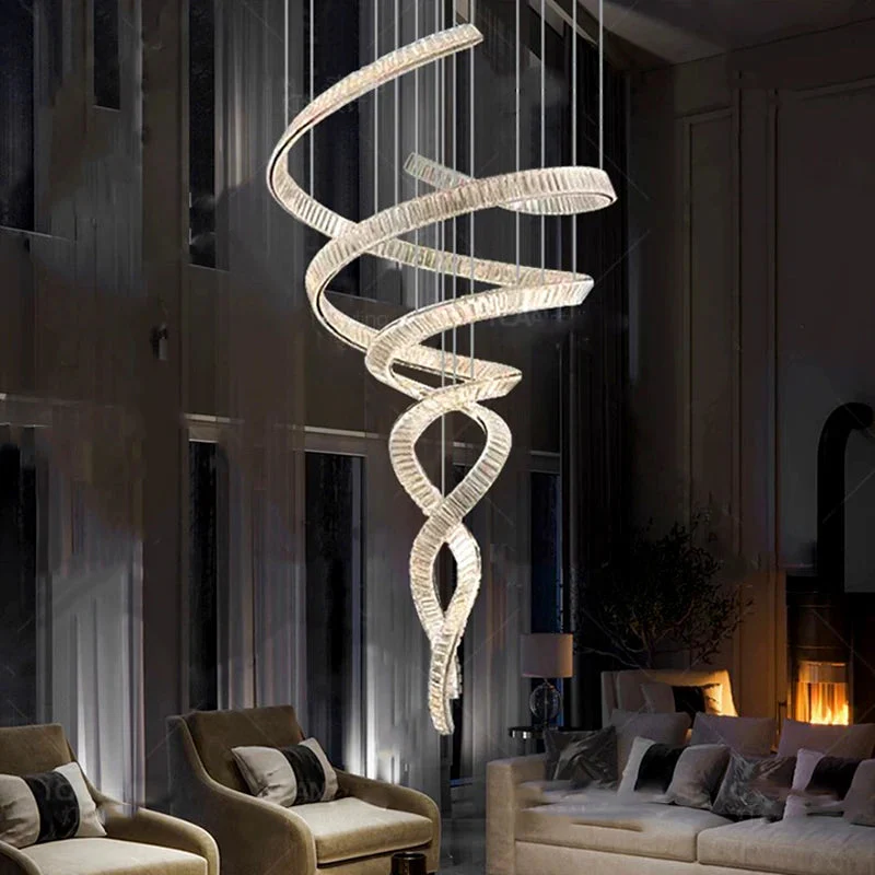 Modern Crystal Light Fixture for Staircase & Foyer & High Ceiling - Image 9