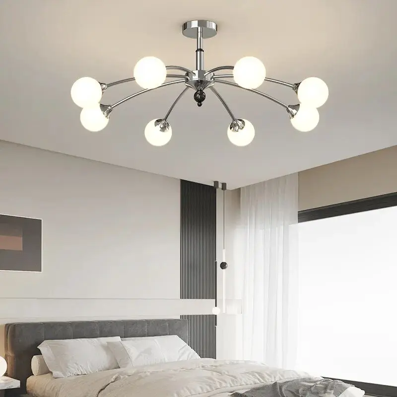 Modern Flush Mount Chandelier Beige/Silver Colors - Image 3