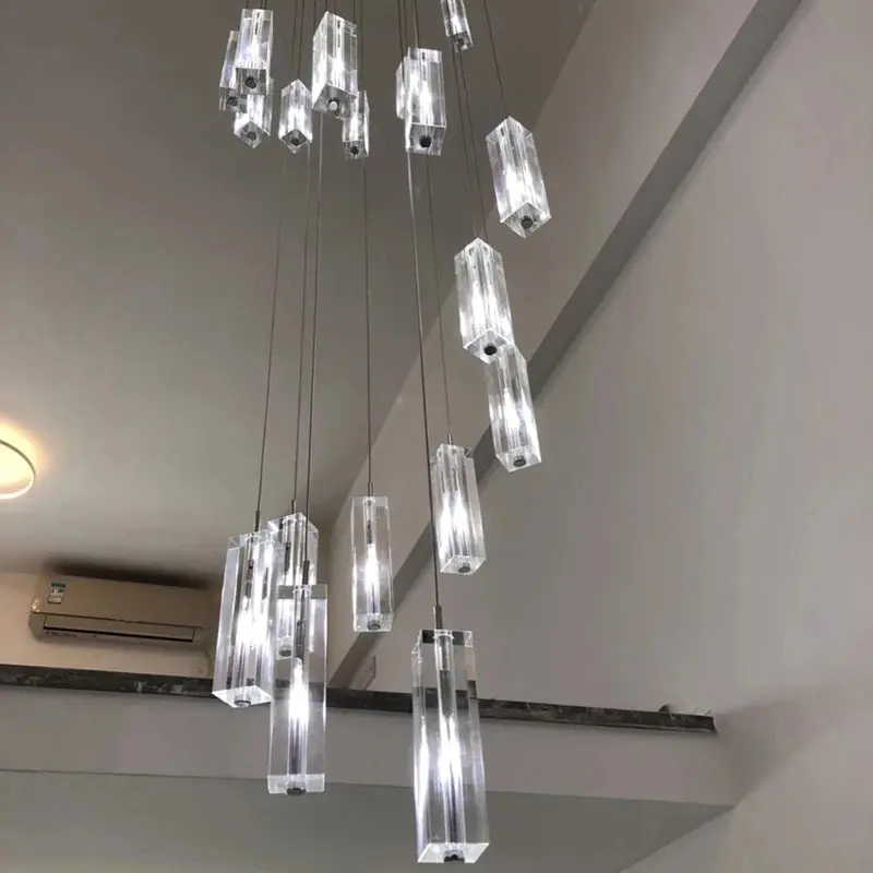Modern Geometric Staircase Chandelier with Dimming - Image 3
