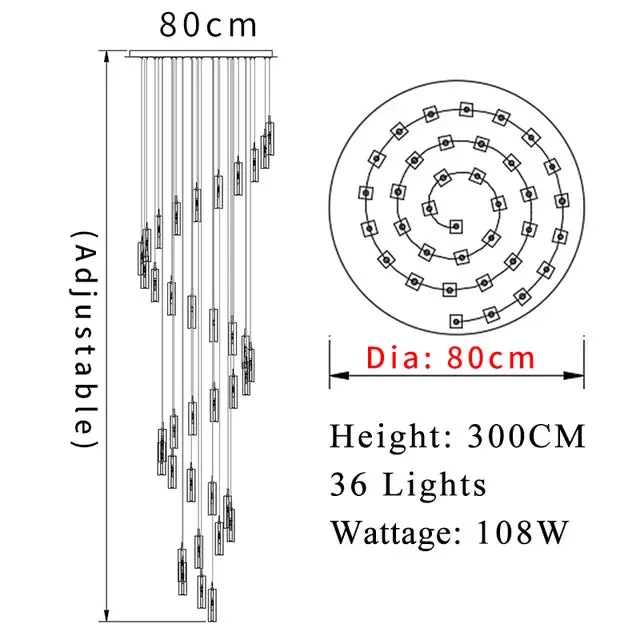 Modern Geometric Staircase Chandelier with Dimming - Image 7