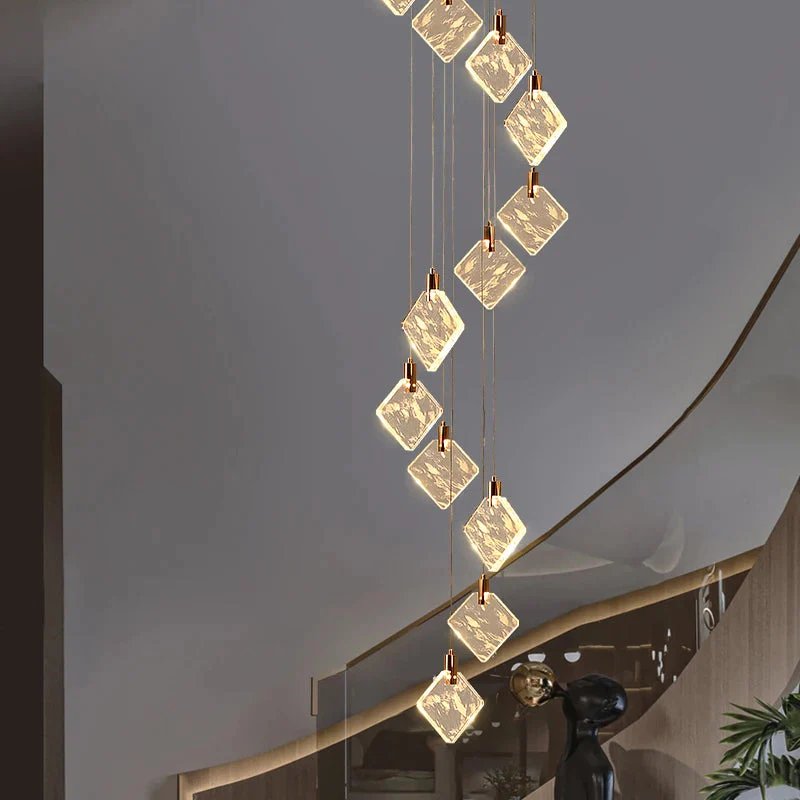 Modern Gold Long Spiral Crystal Chandelier for Staircase - Image 3