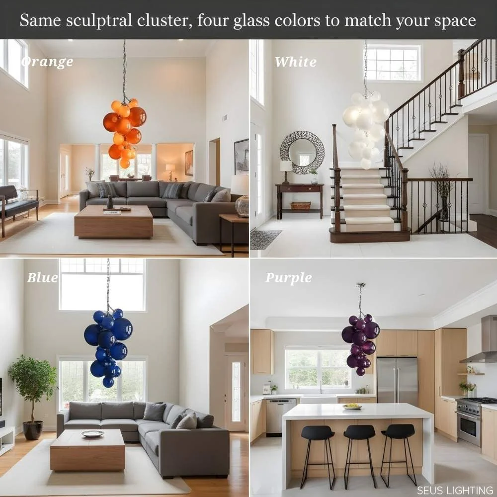 Vexo Modern Large Glass Bubble Chandelier - Image 7