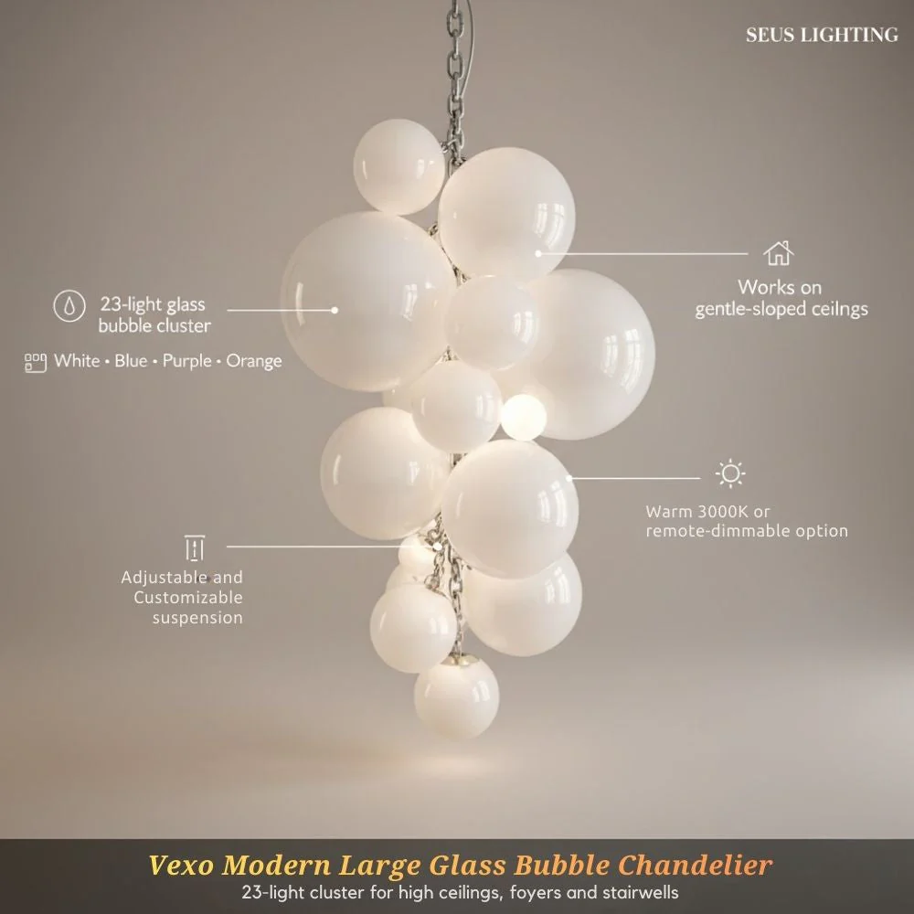 Vexo Modern Large Glass Bubble Chandelier - Image 8