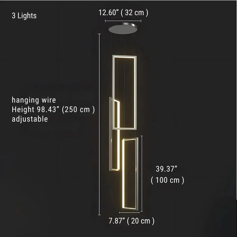 Modern Large Vertical Rectangle Chandelier For Staircase - Image 11