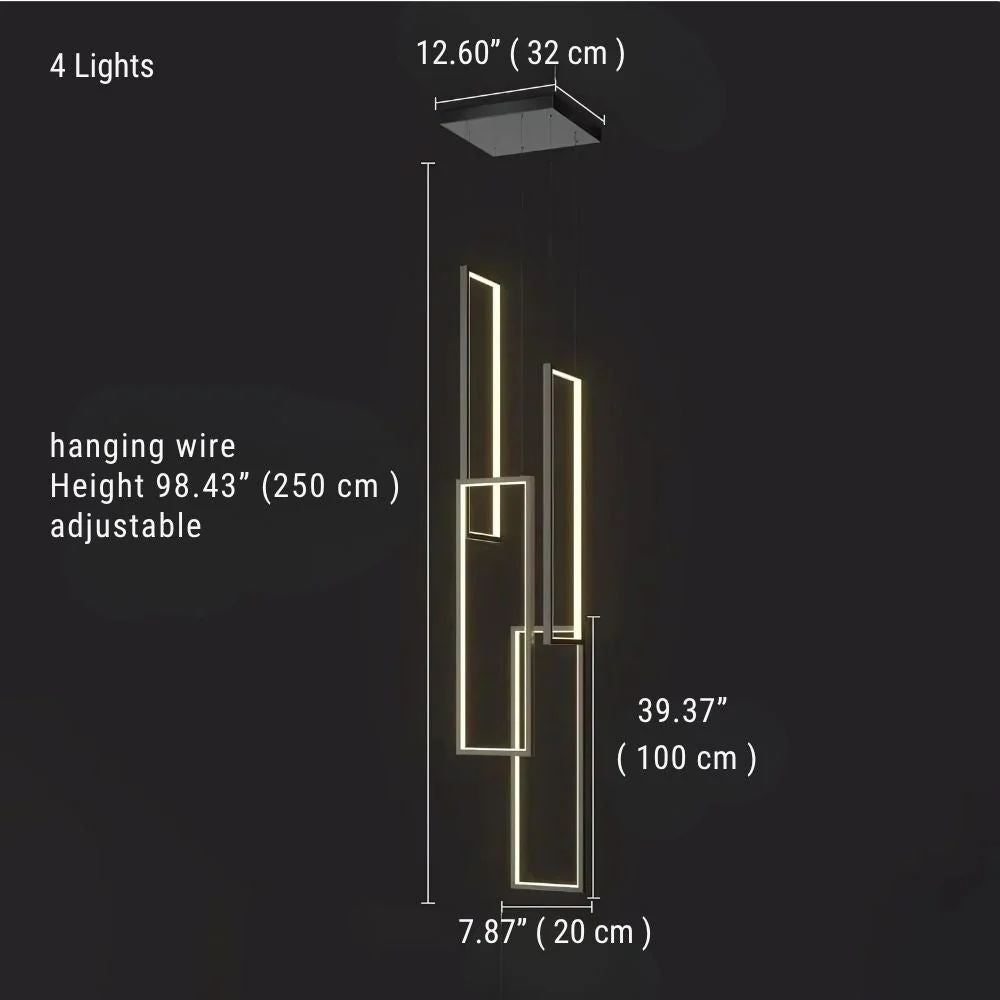 Modern Large Vertical Rectangle Chandelier For Staircase - Image 12