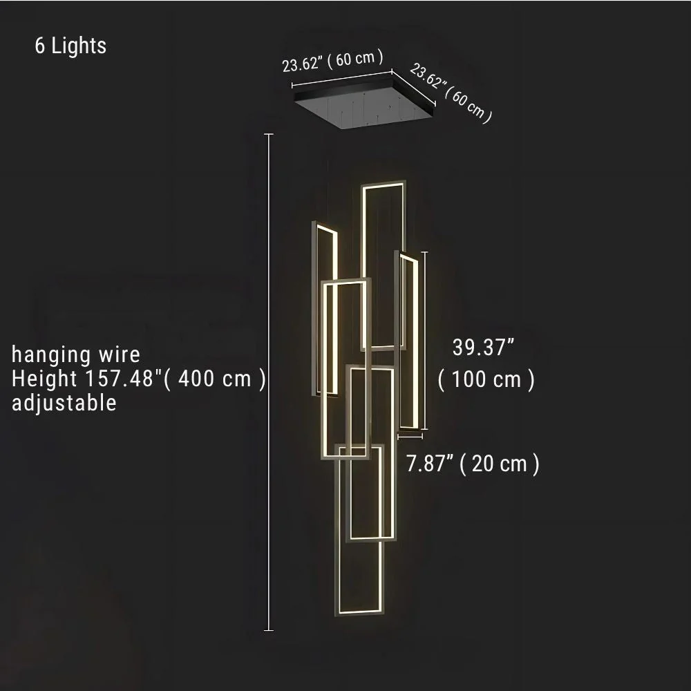 Modern Large Vertical Rectangle Chandelier For Staircase - Image 13