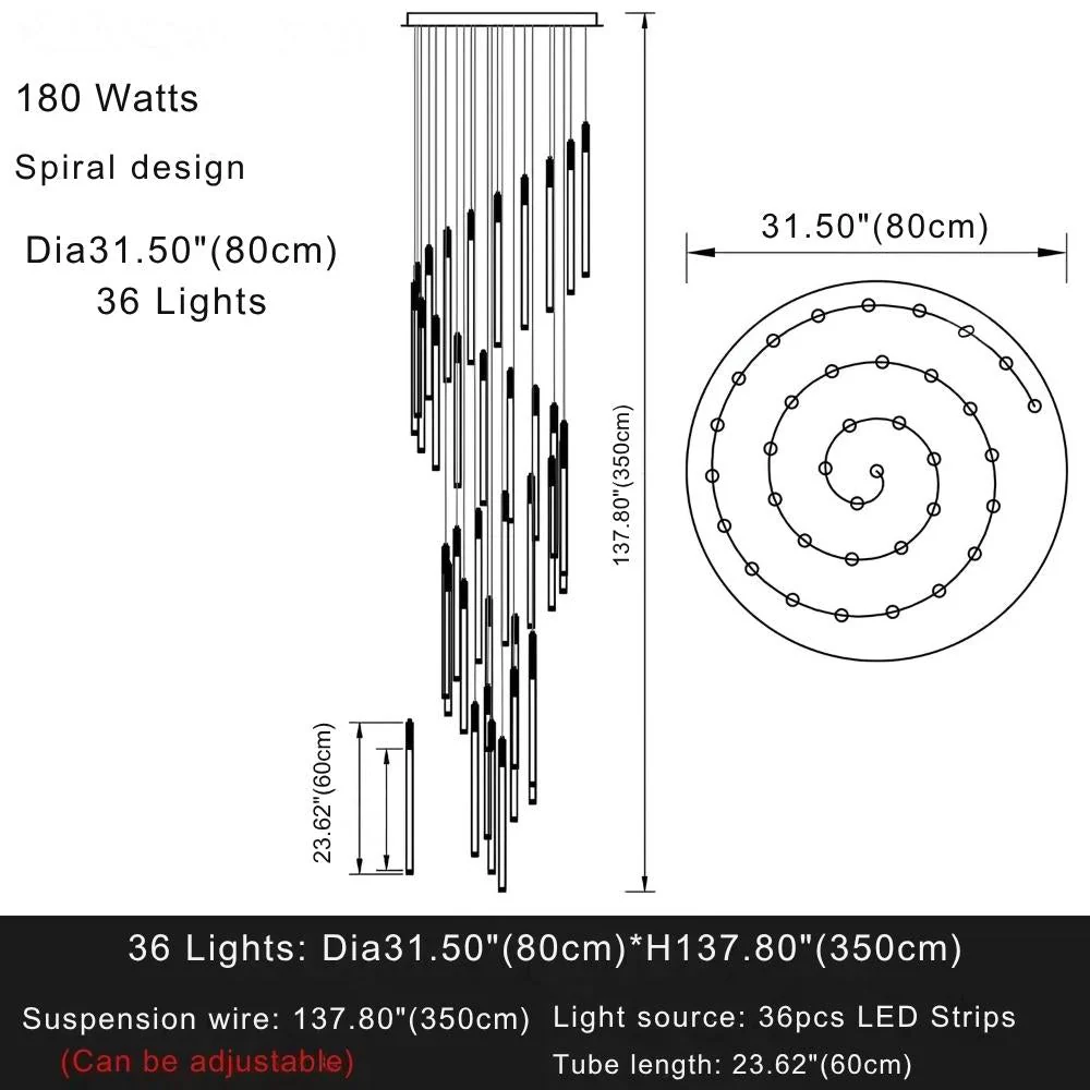 Atia Modern Long Chandelier For Staircase Black/Gold/Silver - Image 15