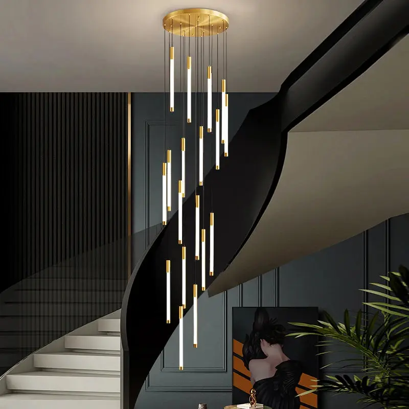 Atia Modern Long Chandelier For Staircase Black/Gold/Silver - Image 3