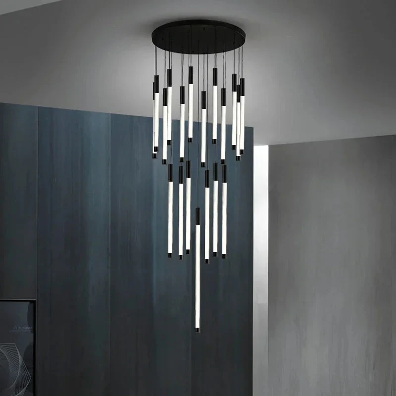 Atia Modern Long Chandelier For Staircase Black/Gold/Silver - Image 4
