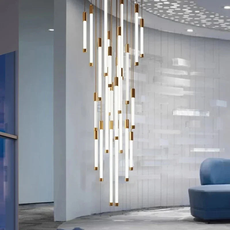 Atia Modern Long Chandelier For Staircase Black/Gold/Silver - Image 5