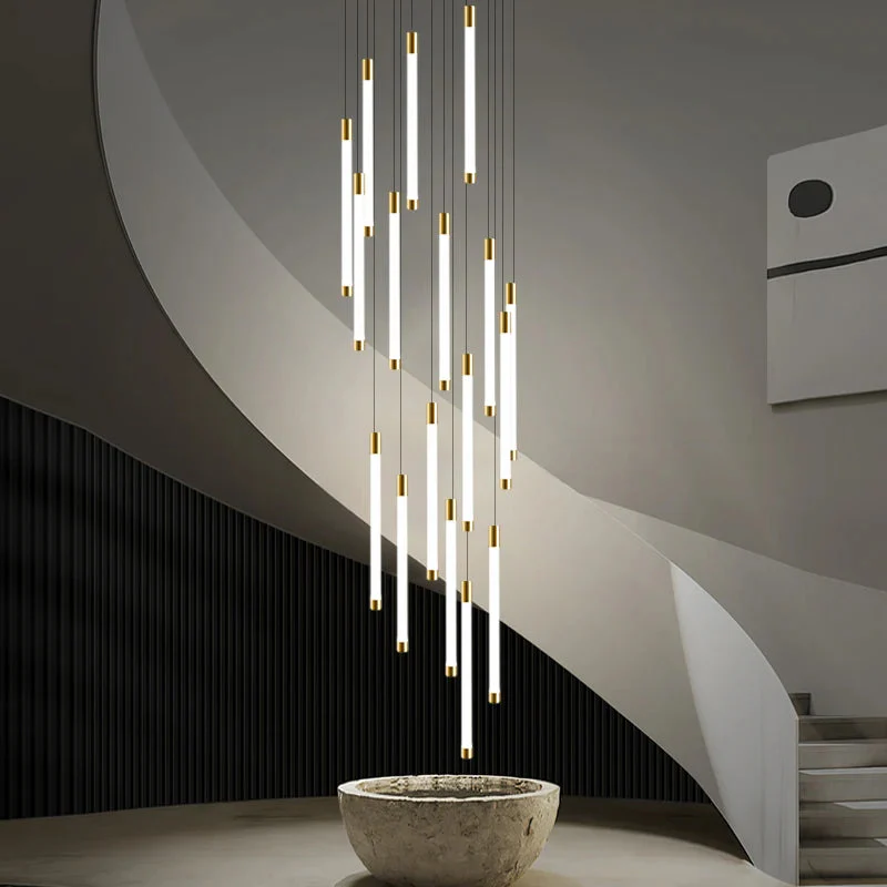 Atia Modern Long Chandelier For Staircase Black/Gold/Silver - Image 6