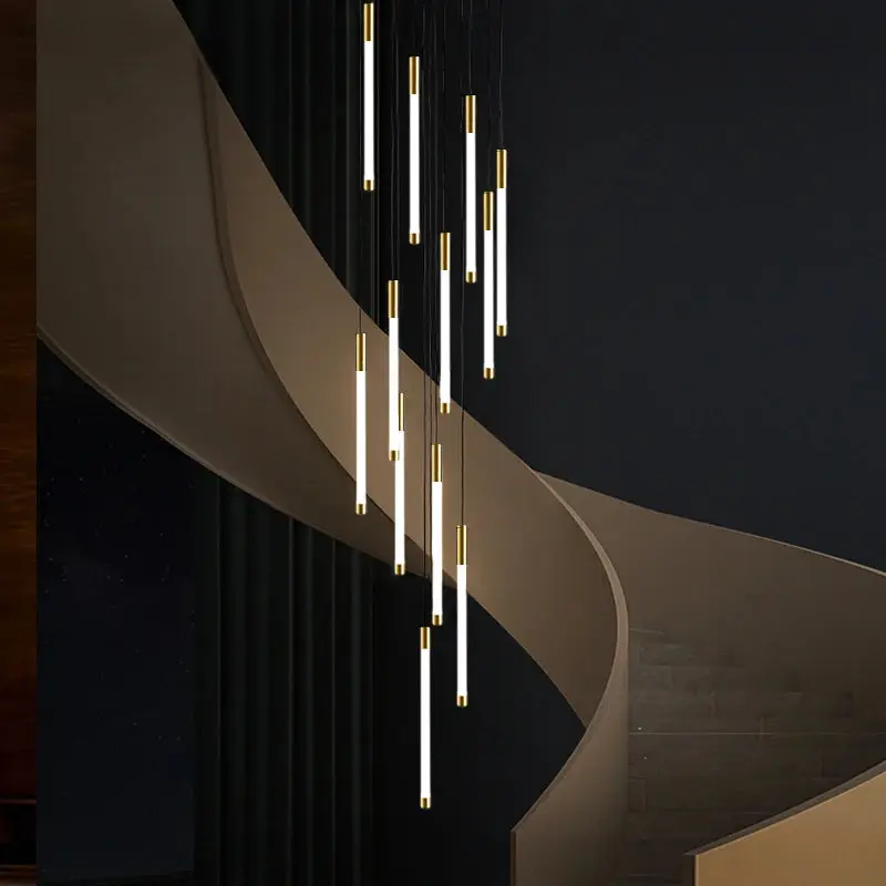 Atia Modern Long Chandelier For Staircase Black/Gold/Silver - Image 7