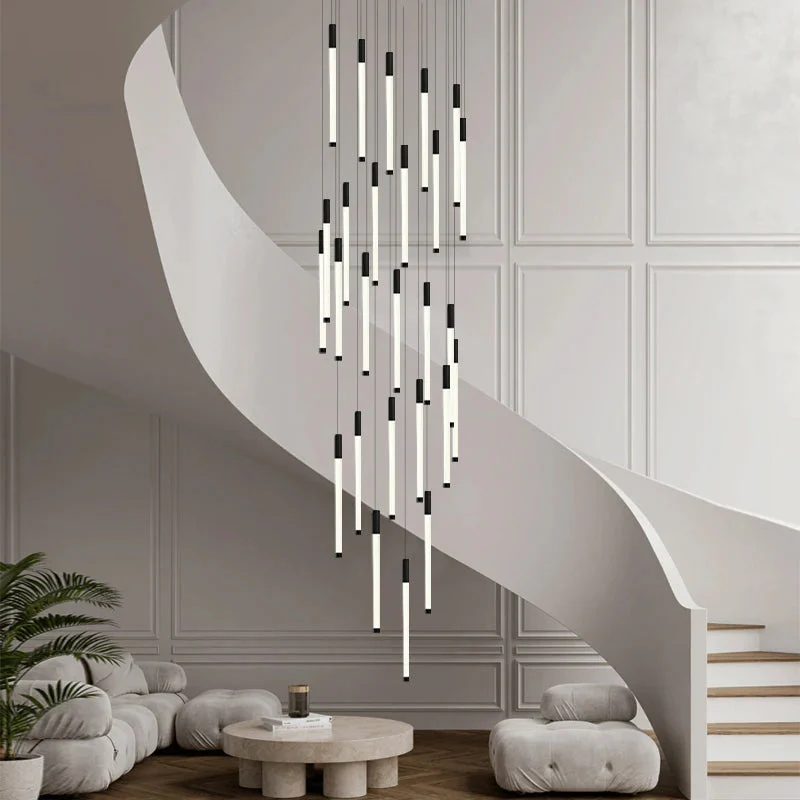 Atia Modern Long Chandelier For Staircase Black/Gold/Silver - Image 8