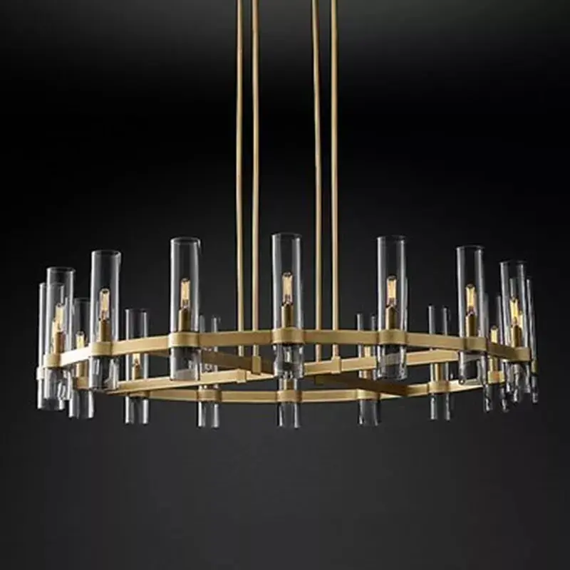 American Modern Metal Chandelier Gold & Black & Chrome - Image 2