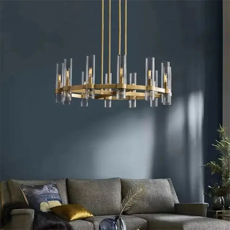 American Modern Metal Chandelier Gold & Black & Chrome - Image 3