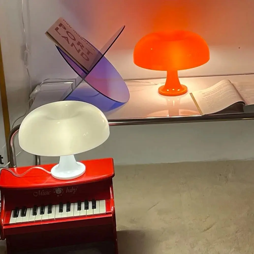 Cute Modern Mushroom Table Lamp Orange/White - Image 4