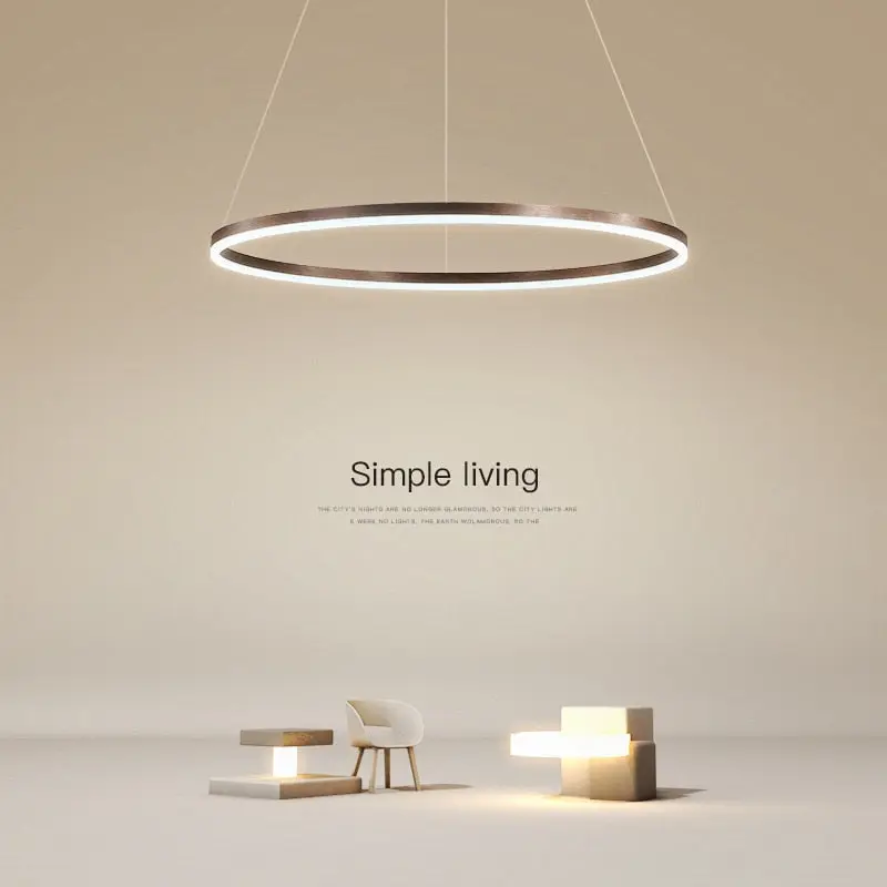 Modern Ring Pendant Light Black/Gold/Brown - Image 6
